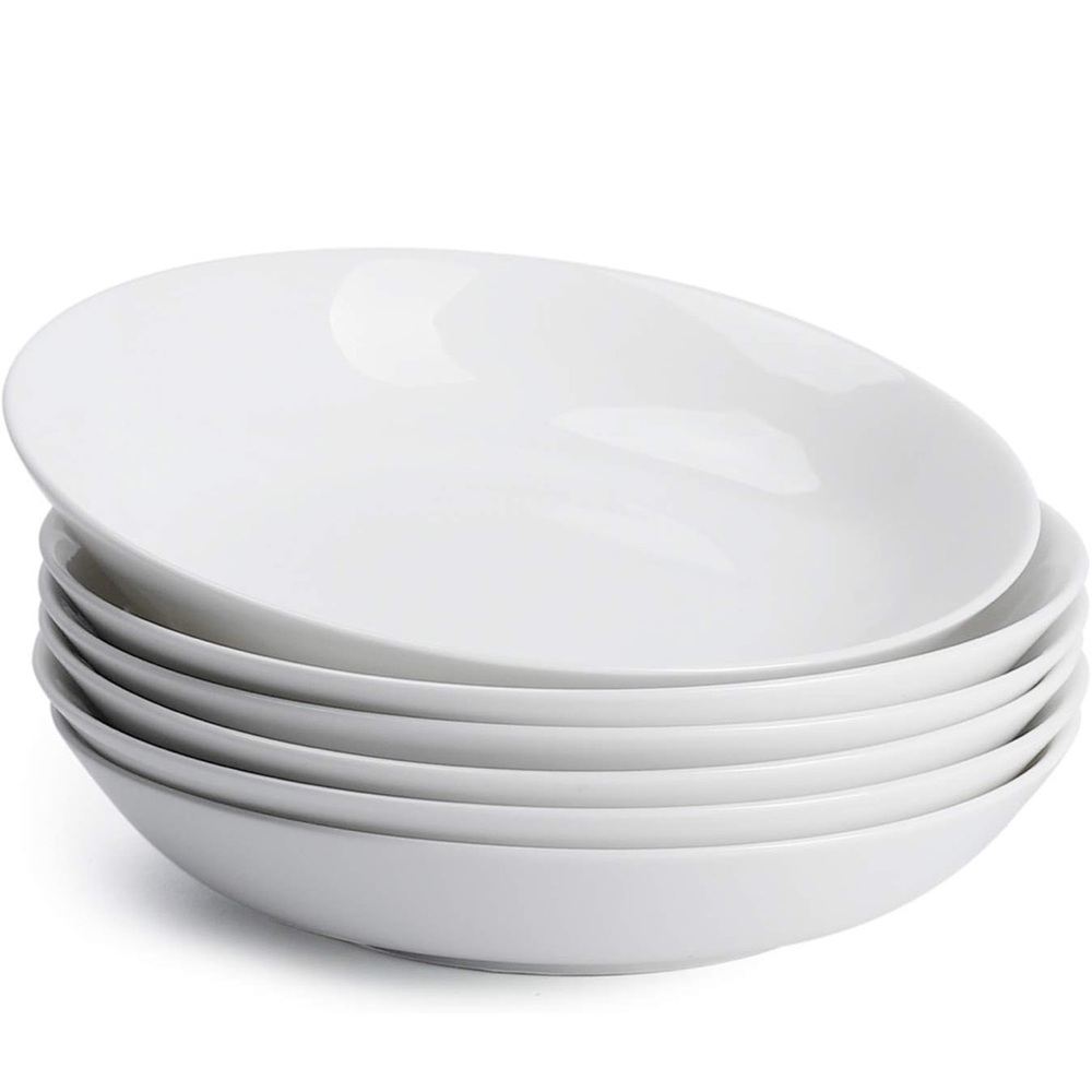 Pasta Bowls, Salad Serving Bowls Set, Wide and Shallow, 22 Ounce Porcelain Bowl